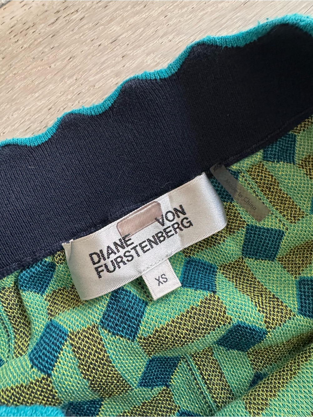 Diane Von Furstenberg Geometric Print Pencil Skirt in Teal and Yellow - Picture 2 of 2
